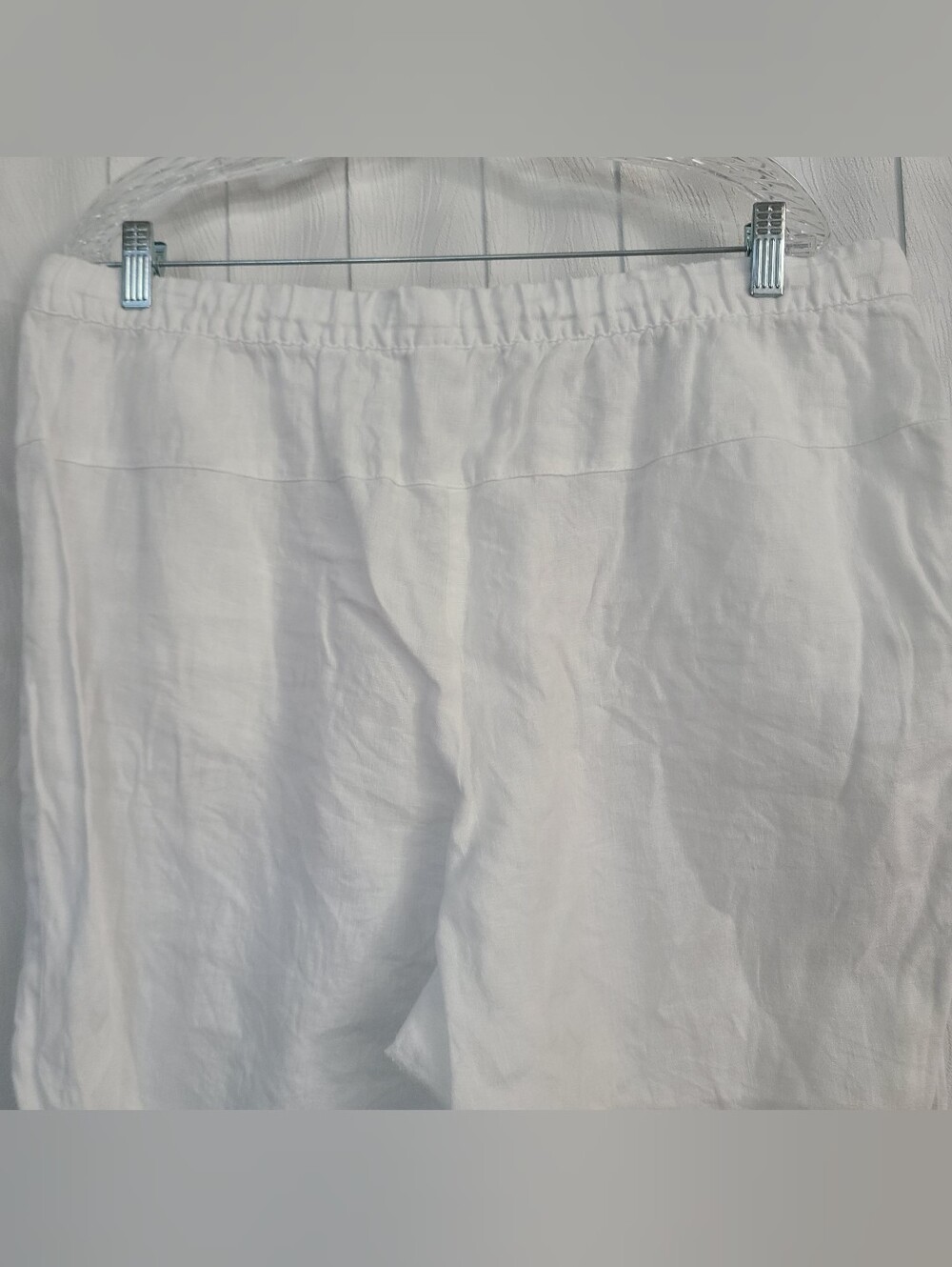 Purejill Sz XL Petite White Linen Cropped Drawstring Elastic Pull On Waist Pant - Picture 5 of 6
